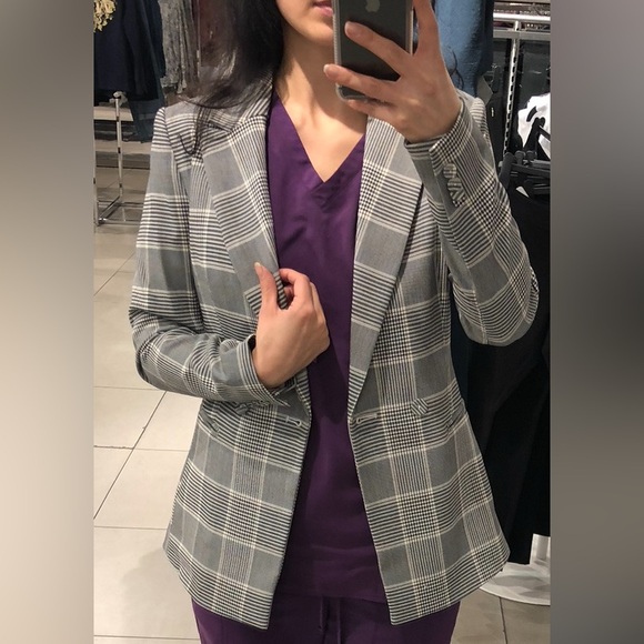 Double Bre asted Checkered Blazer Size 4 - Picture 5 of 8